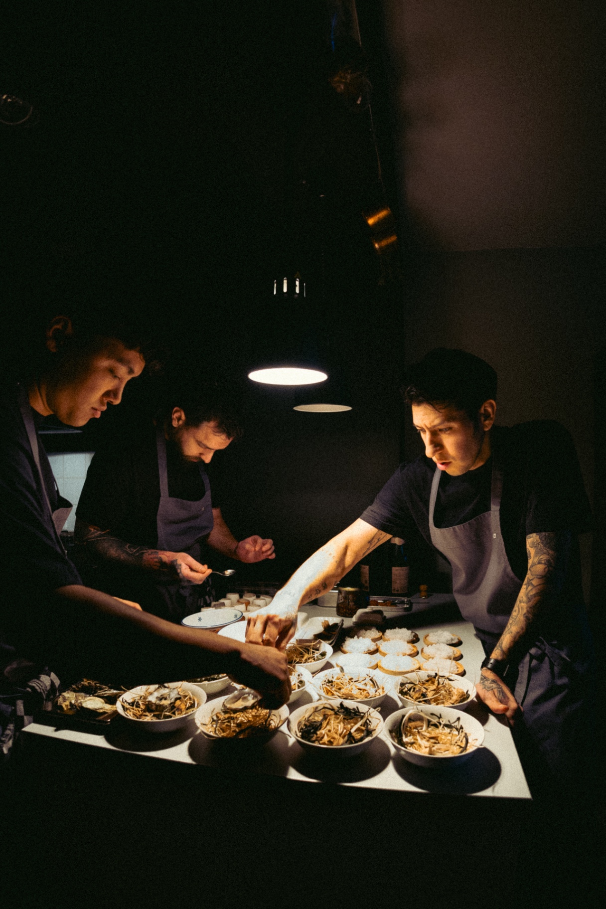 Eight hands on the pass